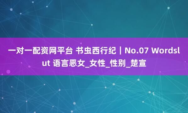 一对一配资网平台 书虫西行纪｜No.07 Wordslut 语言恶女_女性_性别_楚宣