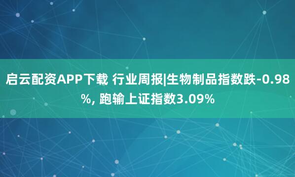 启云配资APP下载 行业周报|生物制品指数跌-0.98%, 跑输上证指数3.09%