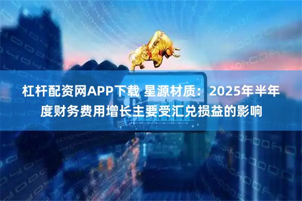 杠杆配资网APP下载 星源材质：2025年半年度财务费用增长主要受汇兑损益的影响